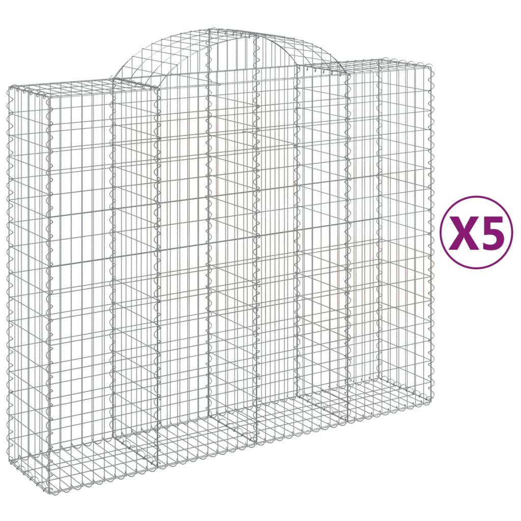 vidaXL Συρματοκιβώτια Τοξωτά 5 τεμ. 200x50x160/180 εκ. Γαλβαν. Ατσάλι