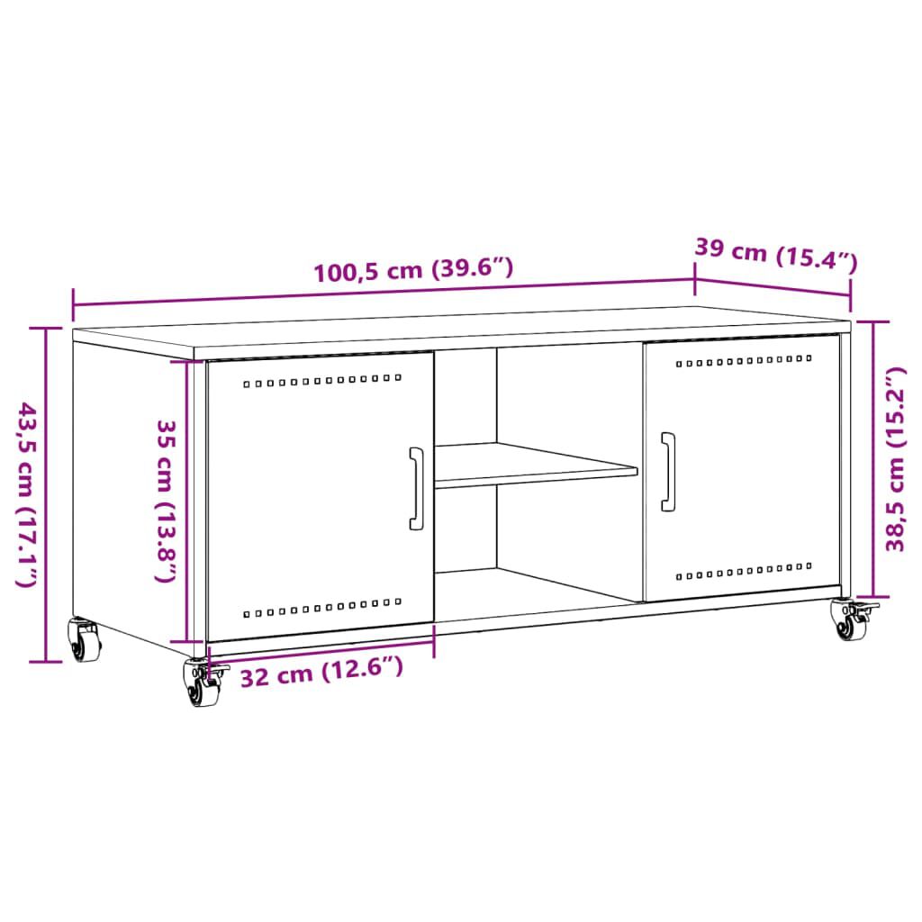 vidaXL Έπιπλο Τηλεόρασης Πράσινο Λαδί 100,5x39x43,5 εκ. από Ατσάλι