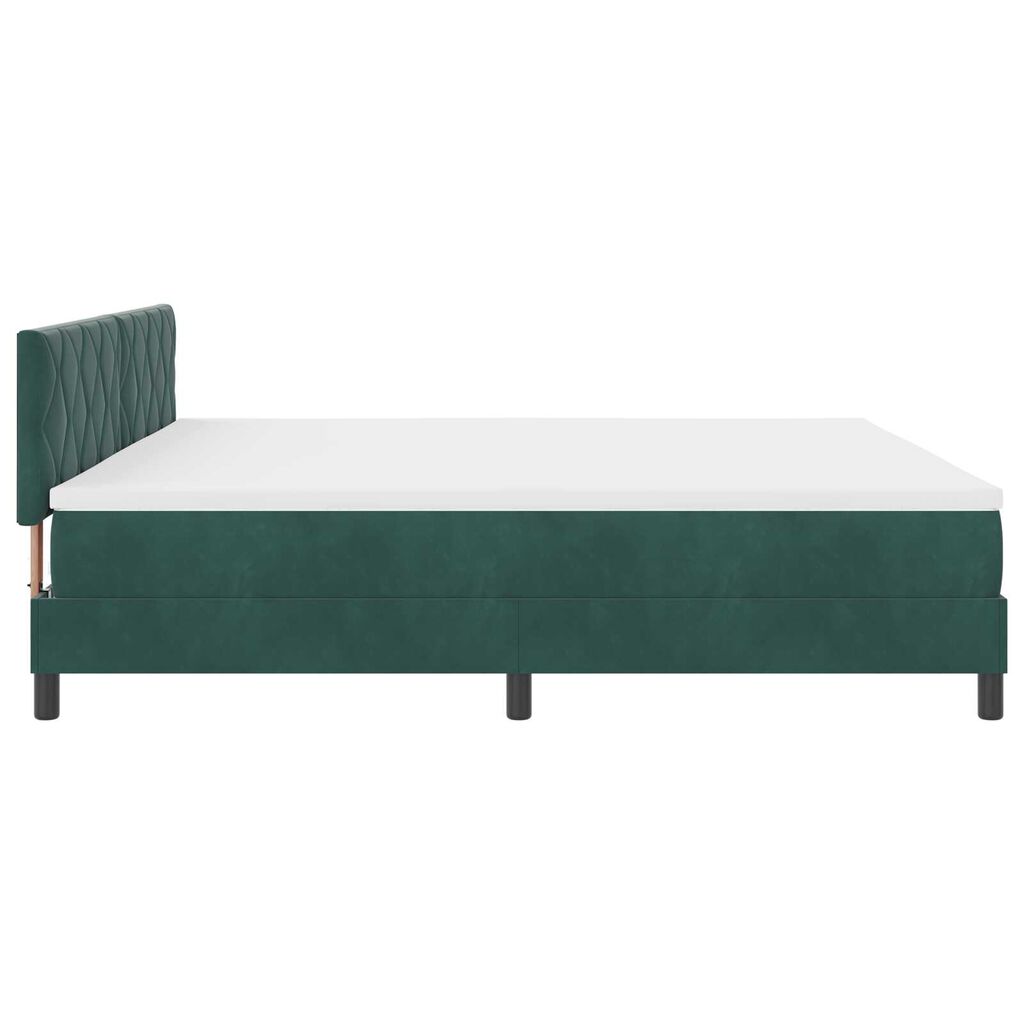 vidaXL Κρεβάτι Box Spring με Στρώμα Σκούρο Πράσινο 200x200 εκ Βελούδο