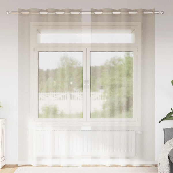 vidaXL Κουρτίνες με κουρτίνες 2 pcs Άμμος 140 x 245 εκ. Πολυεστέρας