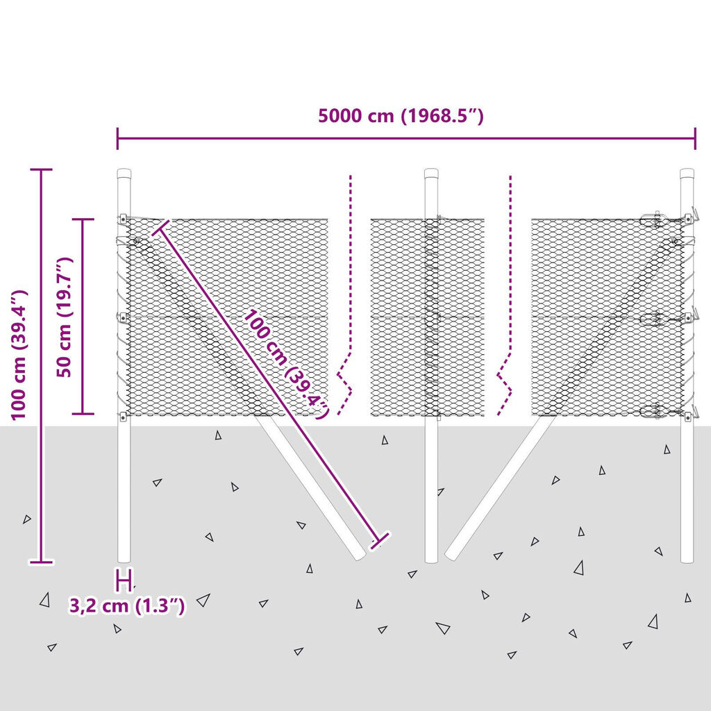 vidaXL Έξιγωνος Φράχτης Πράσινος 0.5x50 μ Χάλυβας