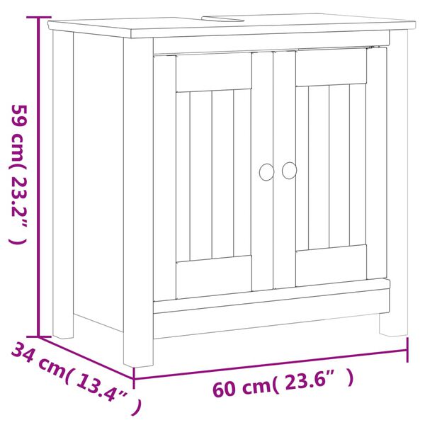 vidaXL Ντουλάπι Νιπτήρα BERG Μαύρο 60 x 34 x 59 εκ. Μασίφ Ξύλο Πεύκου