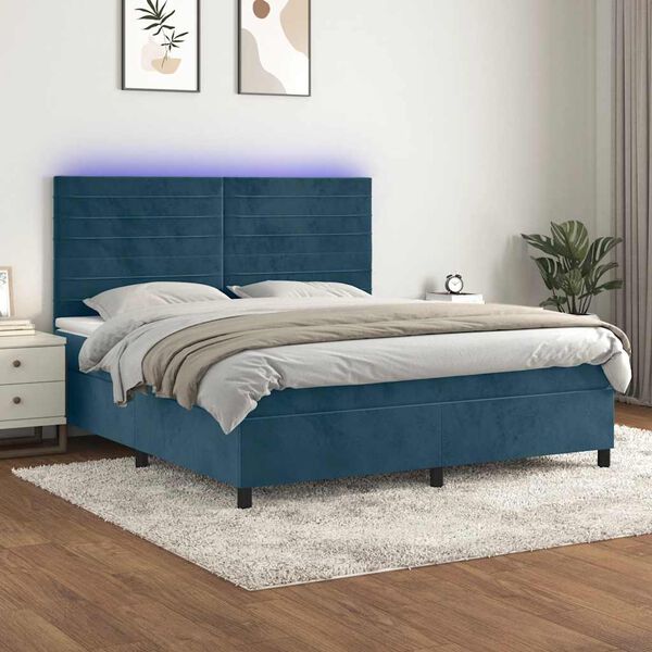 vidaXL &Kappa;&rho;&epsilon;&beta;ά&tau;&iota; Boxspring &mu;&epsilon; &Sigma;&tau;&rho;ώ&mu;&alpha; & LED &Sigma;&kappa;. &Mu;&pi;&lambda;&epsilon; 160x200&epsilon;&kappa;. &Beta;&epsilon;&lambda;&omicron;ύ&delta;&iota;&nu;&omicron;