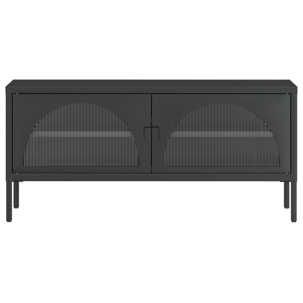 vidaXL Έπιπλο Τηλεόρασης Μαύρο 105 x 35 x 50 εκ. από Γυαλί και Ατσάλι