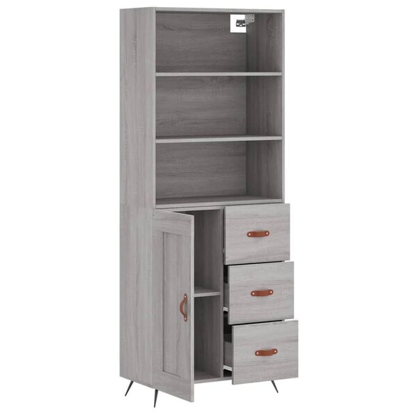 vidaXL Ντουλάπι Γκρι Sonoma 69,5 x 34 x 180 εκ. Επεξεργασμένο Ξύλο