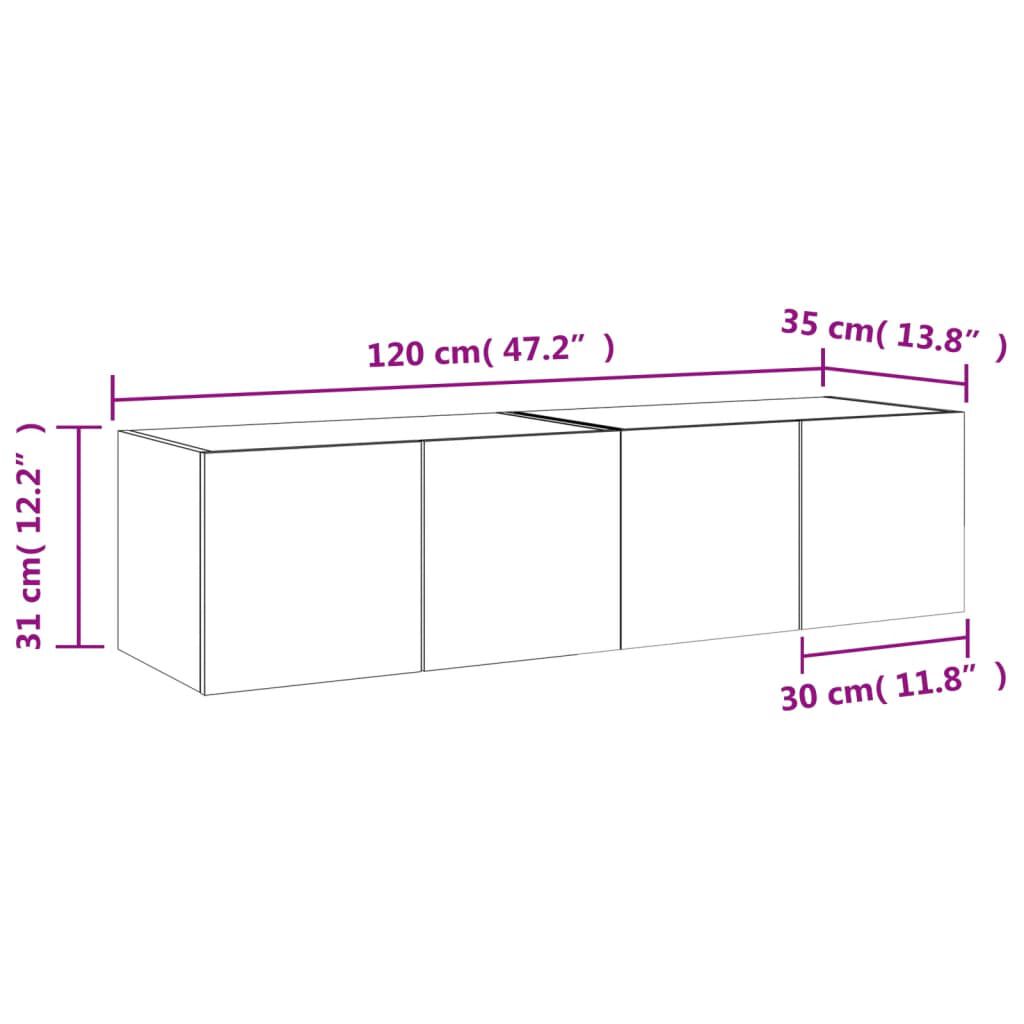 vidaXL Έπιπλα Τοίχου Τηλεόρασης LED 2 Τεμ. Καφέ Δρυς 60x35x31 εκ.