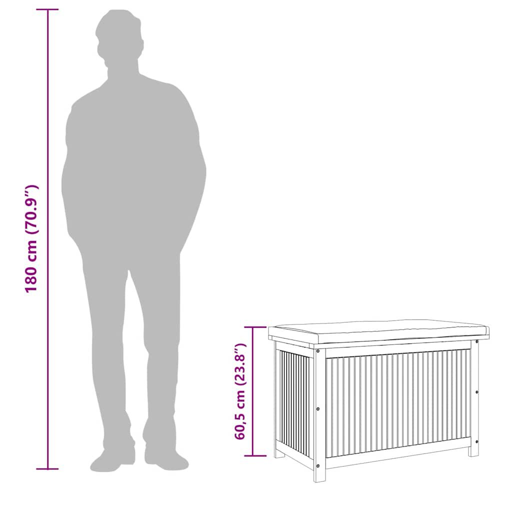 vidaXL Κουτί Μαξιλαριών Εξ. Χώρου 90x50x60,5 εκ. Μασίφ Ξύλο Ακακίας