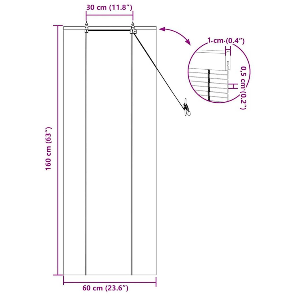 vidaXL Ρολά και Σκίες Παραθύρων Φυσικό 60 x 160 εκ. Μπαμπού