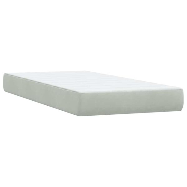 vidaXL Box Spring κρεβάτι με στρώμα ανοιχτό γκρι 90x210 cm Βελούδινο