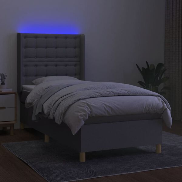 vidaXL &Kappa;&rho;&epsilon;&beta;ά&tau;&iota; Boxspring &mu;&epsilon; &Sigma;&tau;&rho;ώ&mu;&alpha; & LED &Alpha;&nu;.&Gamma;&kappa;&rho;&iota; 90x200 &epsilon;&kappa;. &Upsilon;&phi;&alpha;&sigma;&mu;ά&tau;&iota;&nu;&omicron;