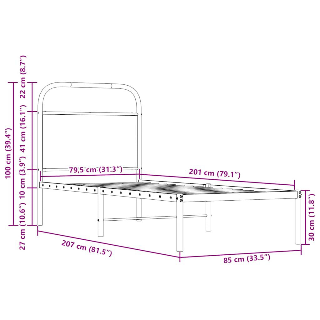 vidaXL Πλαίσιο Κρεβατιού Χωρ. Στρώμα Sonoma Δρυς 80x200εκ Επεξ. Ξύλο