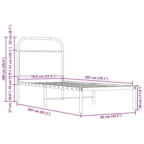 vidaXL Πλαίσιο Κρεβατιού Χωρ. Στρώμα Sonoma Δρυς 80x200εκ Επεξ. Ξύλο