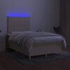 vidaXL &Kappa;&rho;&epsilon;&beta;ά&tau;&iota; Boxspring &mu;&epsilon; &Sigma;&tau;&rho;ώ&mu;&alpha; & LED &Kappa;&rho;&epsilon;&mu; 120x190 &epsilon;&kappa;. &Upsilon;&phi;&alpha;&sigma;&mu;ά&tau;&iota;&nu;&omicron;