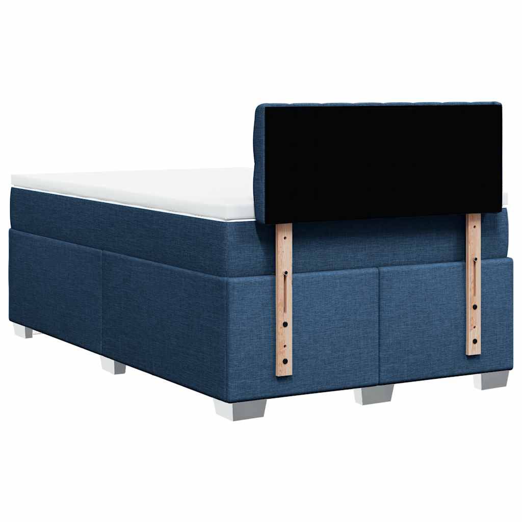 vidaXL Κρεβάτι Boxspring με Στρώμα Μπλε 120x190 εκ. Υφασμάτινο