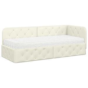 vidaXL Κρεβάτι Γωνίας με στρώμα με κεφαλάρι Κρεμ 80 x 200 cm Βελούδο
