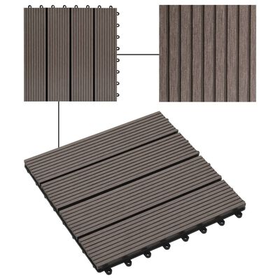 vidaXL Πλακάκια Deck 11 τεμ. Σκούρο Καφέ 30 x 30 εκ. 1 μ² από WPC