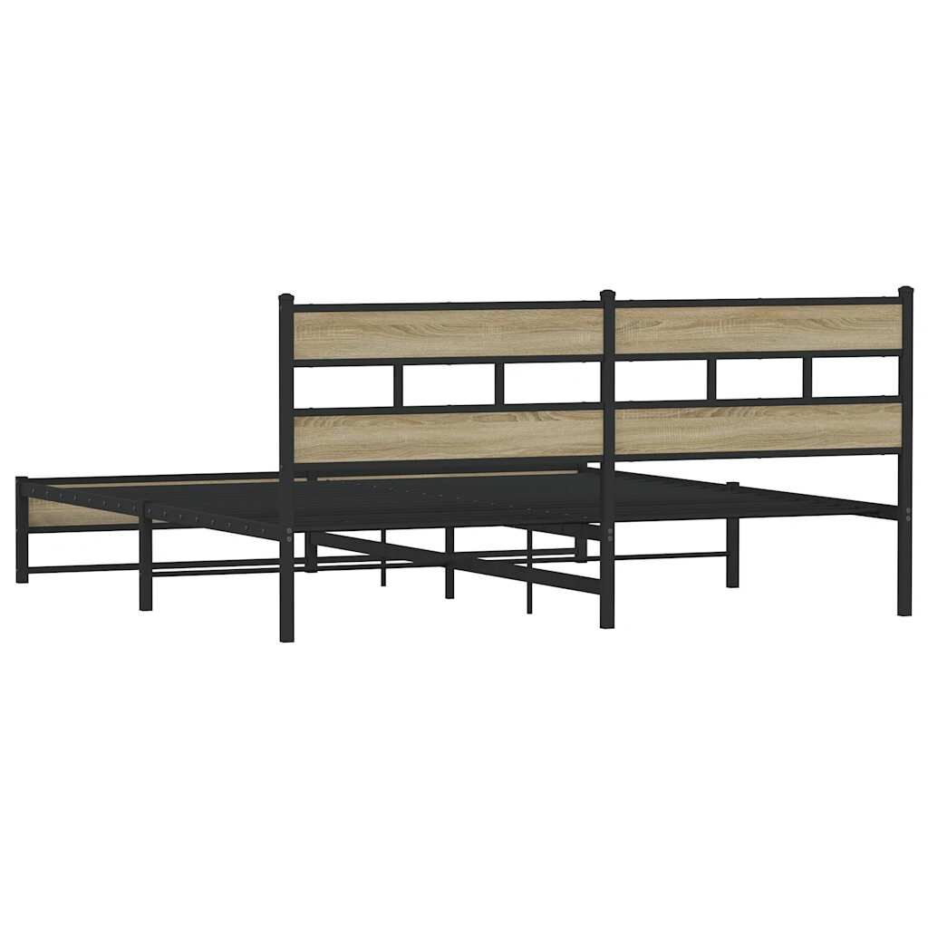 vidaXL Σκελετός Κρεβ. Χωρίς Στρώμα Sonoma Δρυς 180x200 εκ. Μεταλλικό