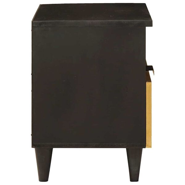 vidaXL Κομοδίνο Μαύρο και Χρυσό 40 x 33 x 46 εκ. Μασίφ ξύλο μάνγκο