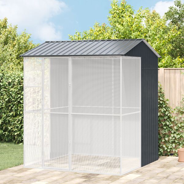 vidaXL Κλουβί Πουλιών Ανθρακί 215x210x247 εκ Χάλυβας
