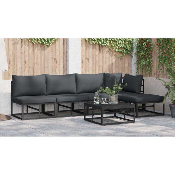 vidaXL Σετ Καναπέ Κήπου 6 pcs Μαύρο 70 x 70 x 32 εκ Αλουμίνιο
