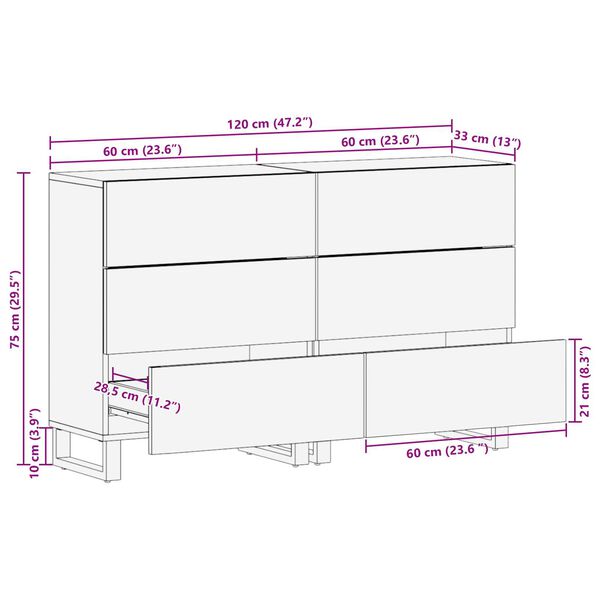 vidaXL Παραδοσιακά Πλευρικά Έπιπλα 2 pcs Λευκό 60 x 33,5 x 75 εκ