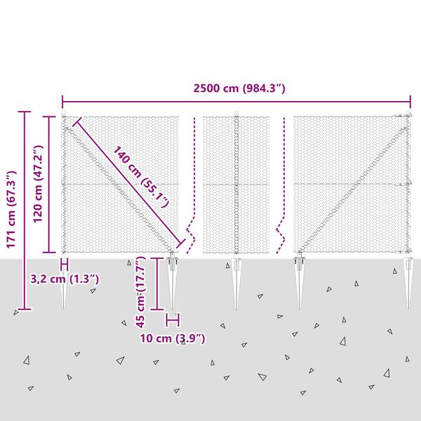 vidaXL Σέτ Περίφραξης Σετ 2 Πράσινο Ατσάλι, PVC 25 x 1.2 μ Ανθεκτικό