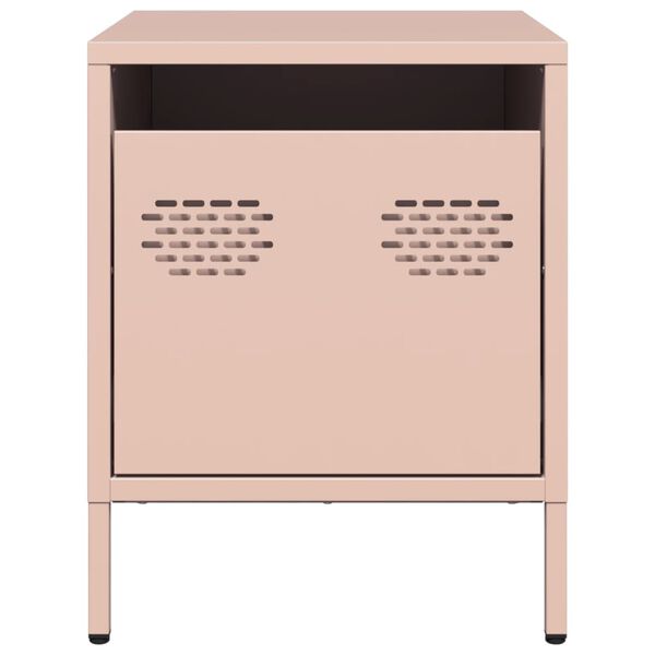 vidaXL Κομοδίνο Ροζ 35x39x43,5 εκ. από Χάλυβα