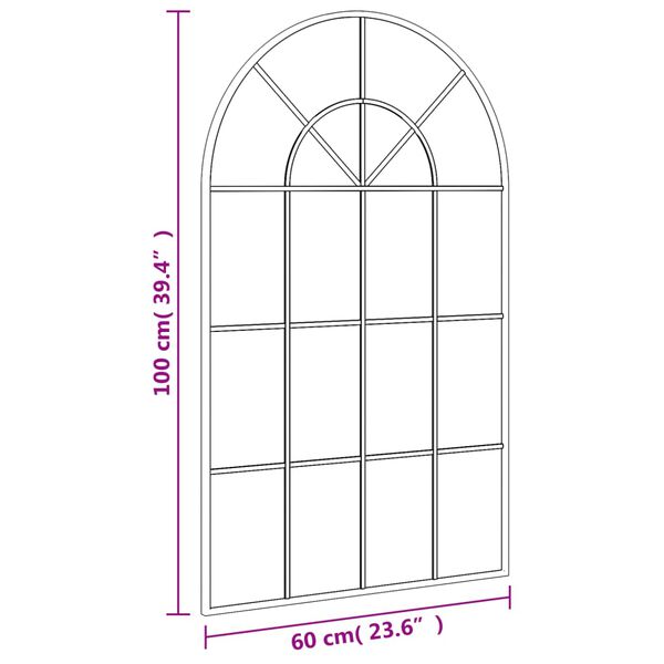vidaXL Καθρέφτης Τοίχου Αψίδα Μαύρος 60 x 100 εκ. από Σίδερο