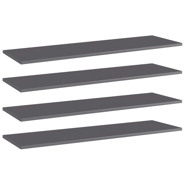 vidaXL Ράφια Βιβλιοθήκης 4 τεμ. Γυαλ. Γκρι 100x30x1,5 εκ. Μοριοσανίδα