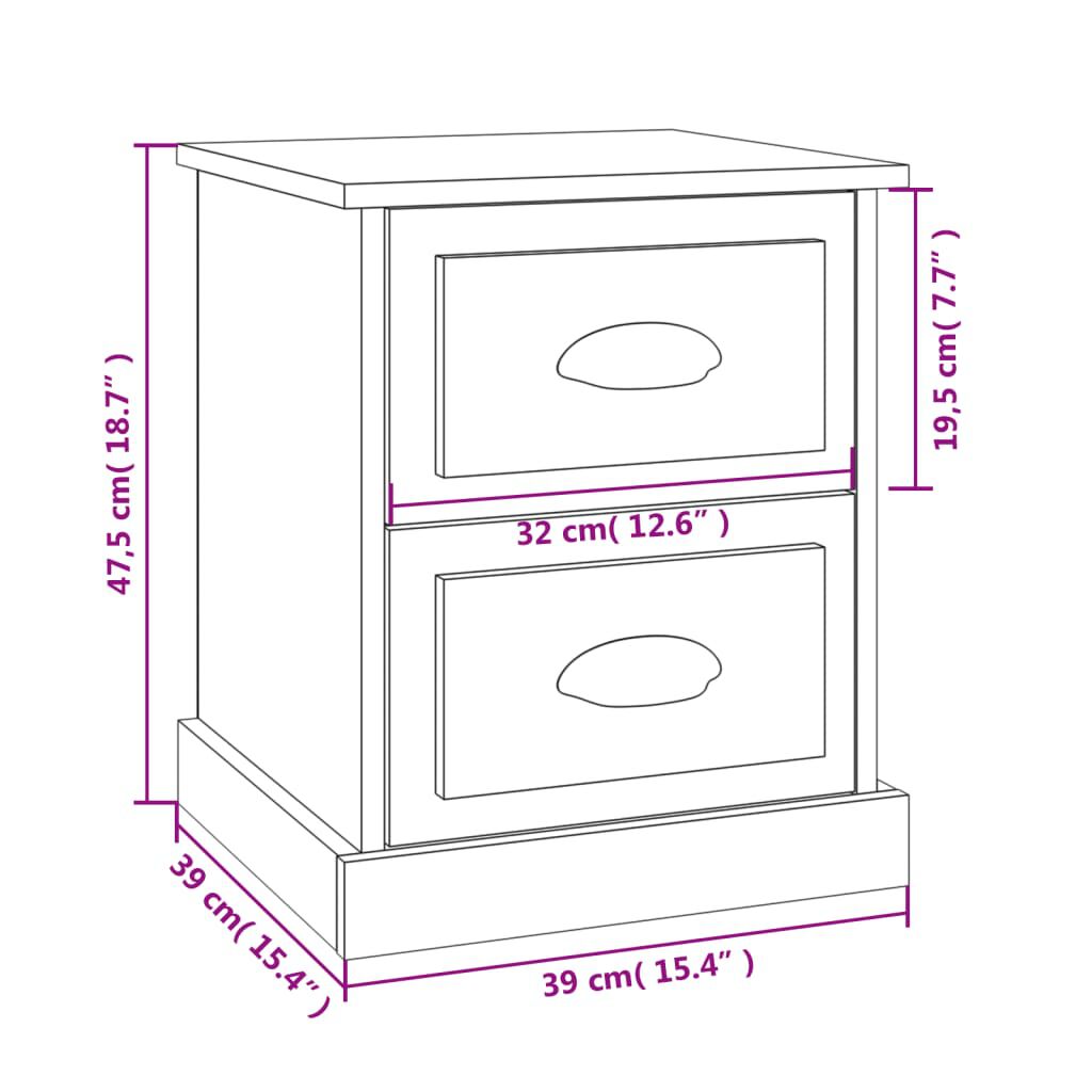 vidaXL Κομοδίνο Sonoma Δρυς 39x39x47,5 εκ. από Επεξεργασμένο Ξύλο