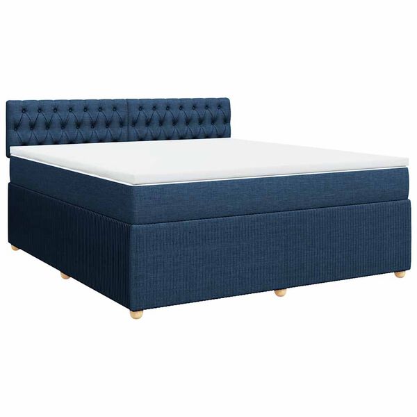vidaXL Κρεβάτι Boxspring με Στρώμα Μπλε 180x200 εκ. Υφασμάτινο