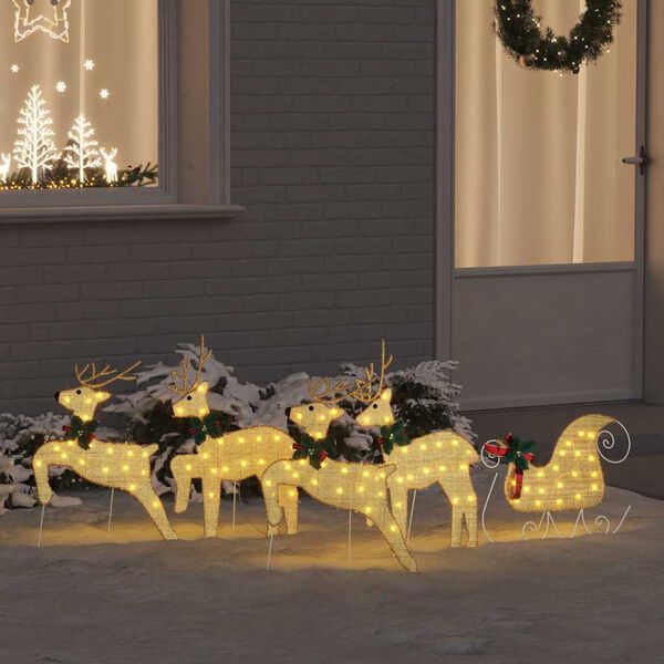 vidaXL LED Ρούντερ 5 pcs Χρυσό ύφασμα