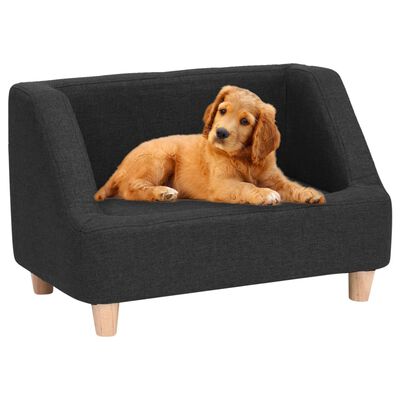 vidaXL Καναπές - Κρεβάτι Σκύλου Μαύρο 60 x 37 x 39 εκ. Λινό Ύφασμα