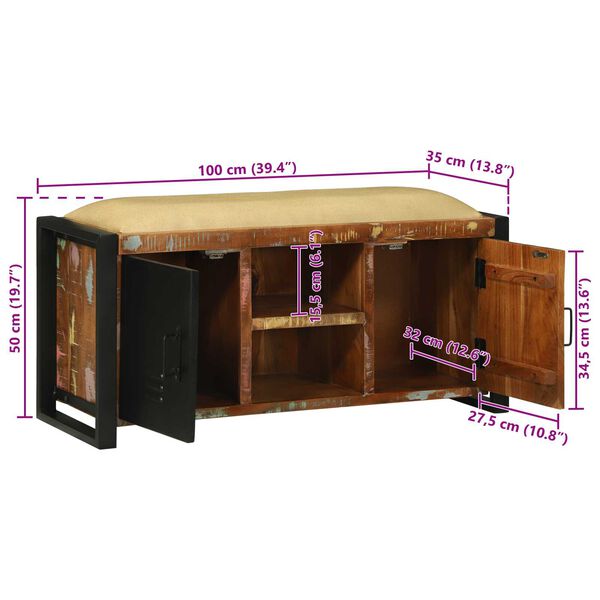 vidaXL Ντουλάπα Πολύχρωμο 100 x 35 x 50 εκ Μασίφ ανακυκλωμένο ξύλο