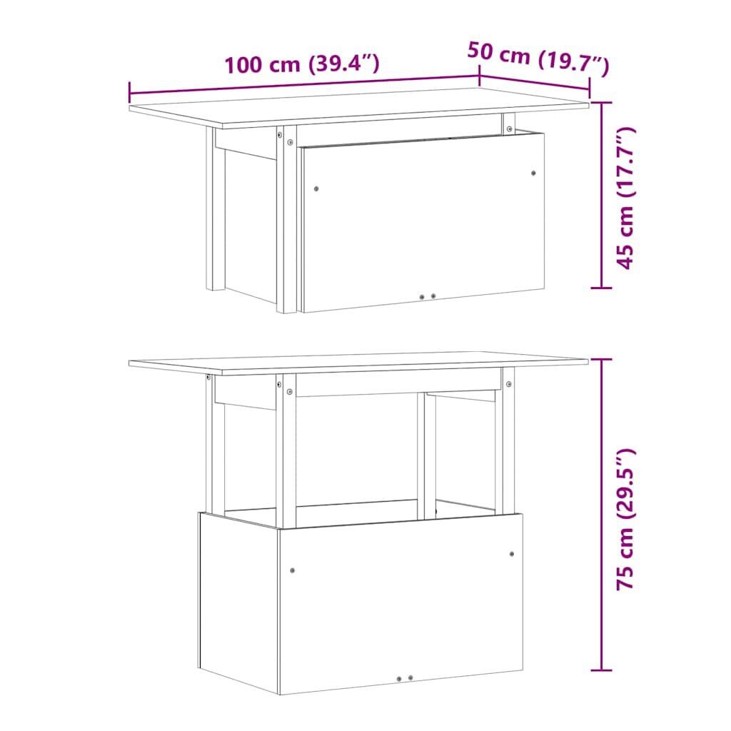 vidaXL Τραπέζι Κήπου 100x50x75 εκ. από Μασίφ Ξύλο Ψευδοτσούγκας