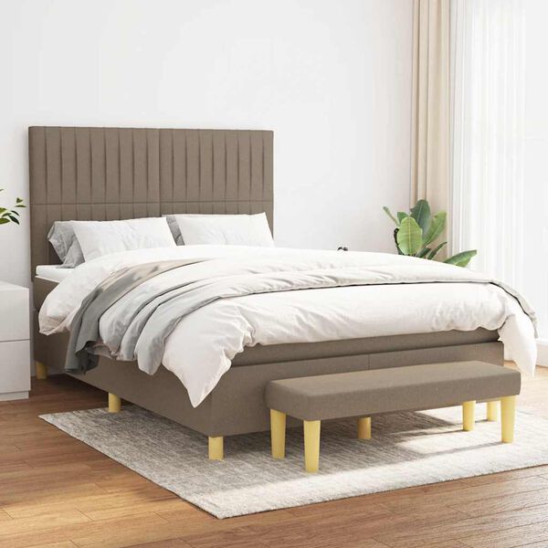 vidaXL &Kappa;&rho;&epsilon;&beta;ά&tau;&iota; Boxspring &mu;&epsilon; &Sigma;&tau;&rho;ώ&mu;&alpha; Taupe 140x190 &epsilon;&kappa;. &Upsilon;&phi;&alpha;&sigma;&mu;ά&tau;&iota;&nu;&omicron;