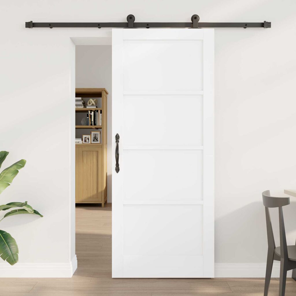 vidaXL Σετ Συρόμενης Πόρτας Λευκό και μαύρο 83 x 202 εκ.