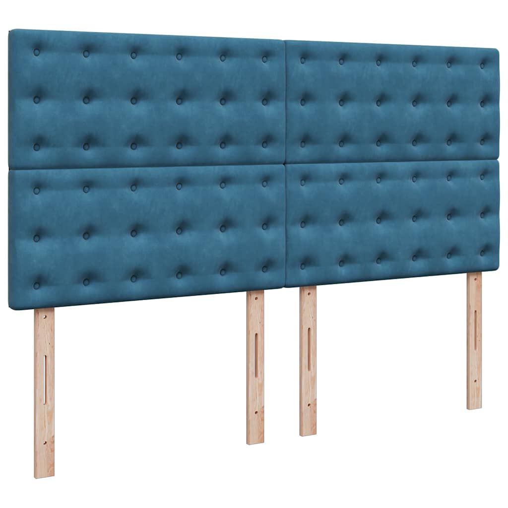 vidaXL Κρεβάτι Boxspring με Στρώμα Σκούρο Μπλε 180x200 εκ. Βελούδινο