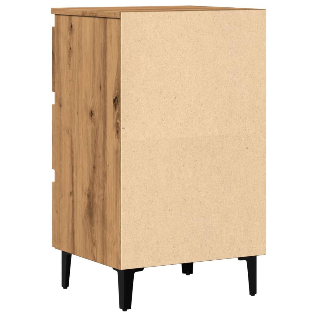 vidaXL Ντουλάπι κρεβατιού με μεταλλικά πόδια Artisan Oak 40x35x69 cm