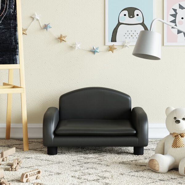 vidaXL Καναπές Παιδικός Μαύρος 50 x 40 x 30 εκ. από Συνθετικό Δέρμα