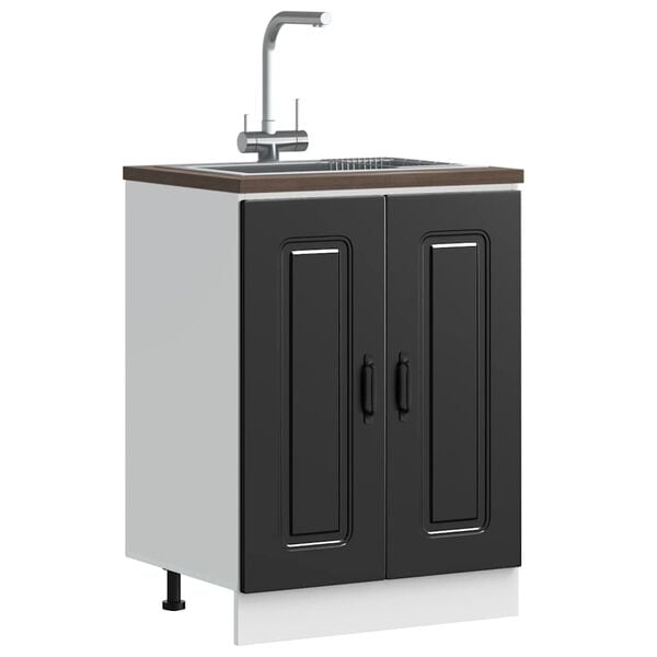 vidaXL Ντουλάπι βάσης νεροχύτη Kalmar Μαύρο 60x46x81,5 εκ. Επεξ. Ξύλο