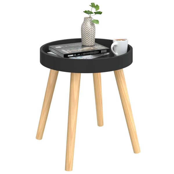 vidaXL Βοηθητικό Τραπέζι Μαύρο 38x38x40 εκ. Επεξ. Ξύλο & Μασίφ Πεύκο