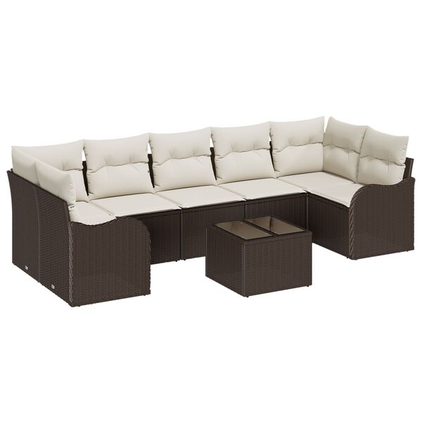 vidaXL Σετ Καναπέ Κήπου 8 pcs Καφέ 55 x 55 x 37 εκ Πολυ ράταν