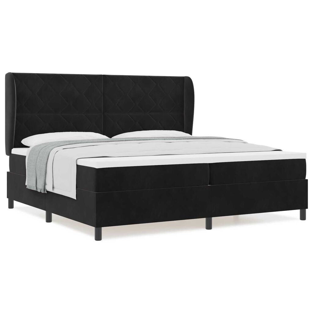 vidaXL Κρεβάτι με ελατήρια με στρώμα Μαύρο 200 x 200 cm Βελούδο