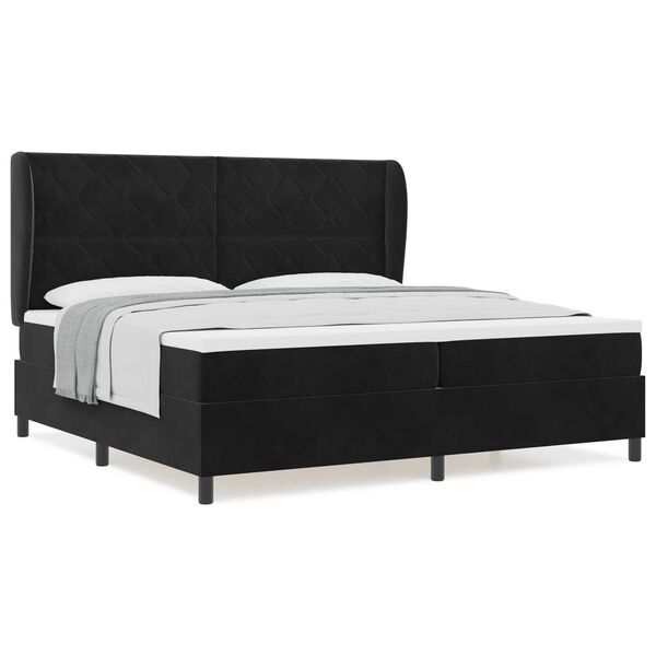 vidaXL Κρεβάτι με ελατήρια με στρώμα Μαύρο 200 x 200 cm Βελούδο