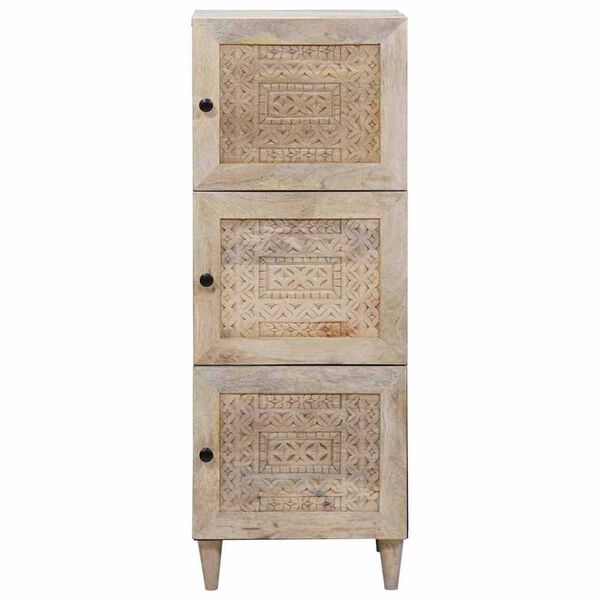 vidaXL Highboard με ράφι Λευκό 40 x 33 x 110 εκ Μασίφ ξύλο μάνγκο