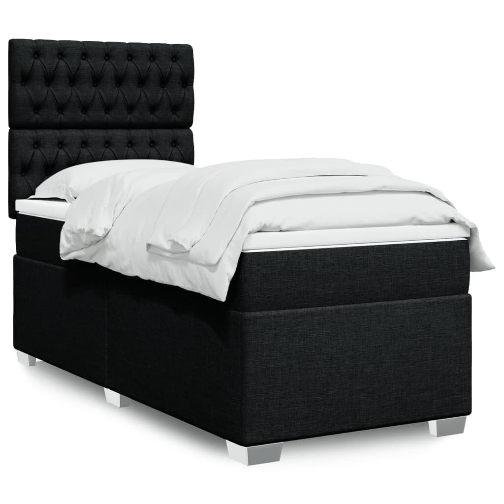 vidaXL Κρεβάτι Boxspring με Στρώμα Μαύρο 80 x 200 εκ. Υφασμάτινο