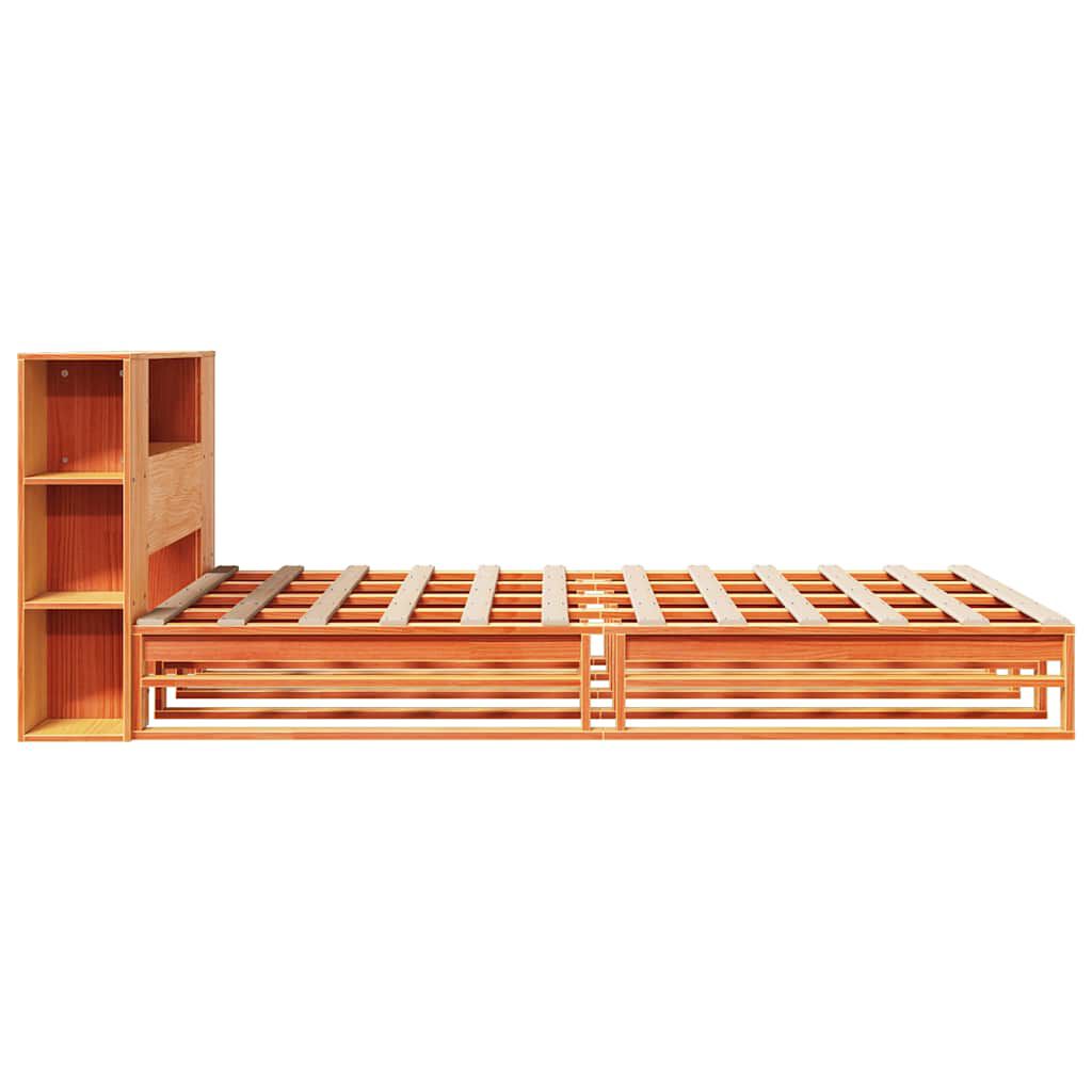 vidaXL Κρεβάτι Βιβλιοθήκη Χωρίς Στρώμα Καφέ 150x200 εκ Μασίφ Πεύκο