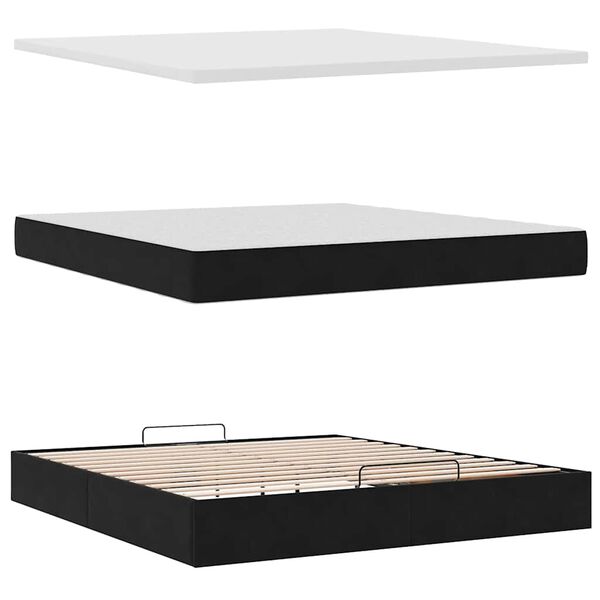 vidaXL Οθωμανικό κρεβάτι με στρώμα Μαύρο 180x200cm Velvet