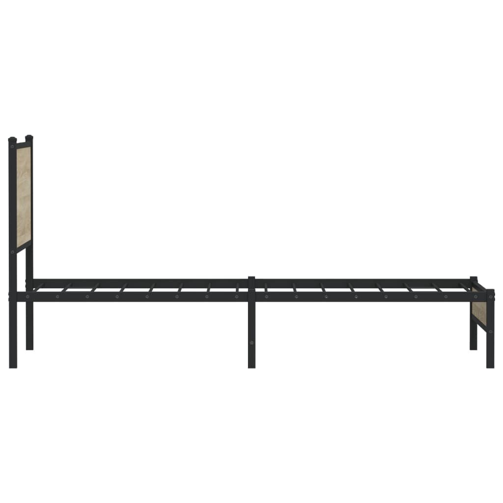vidaXL Σκελετός Κρεβ. Χωρίς Στρώμα Sonoma Δρυς 75x190 εκ. Μεταλλικό